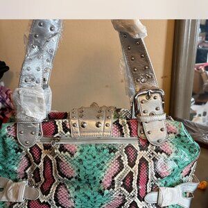 WOMENS SNAKESKIN SHOULDER BAG
